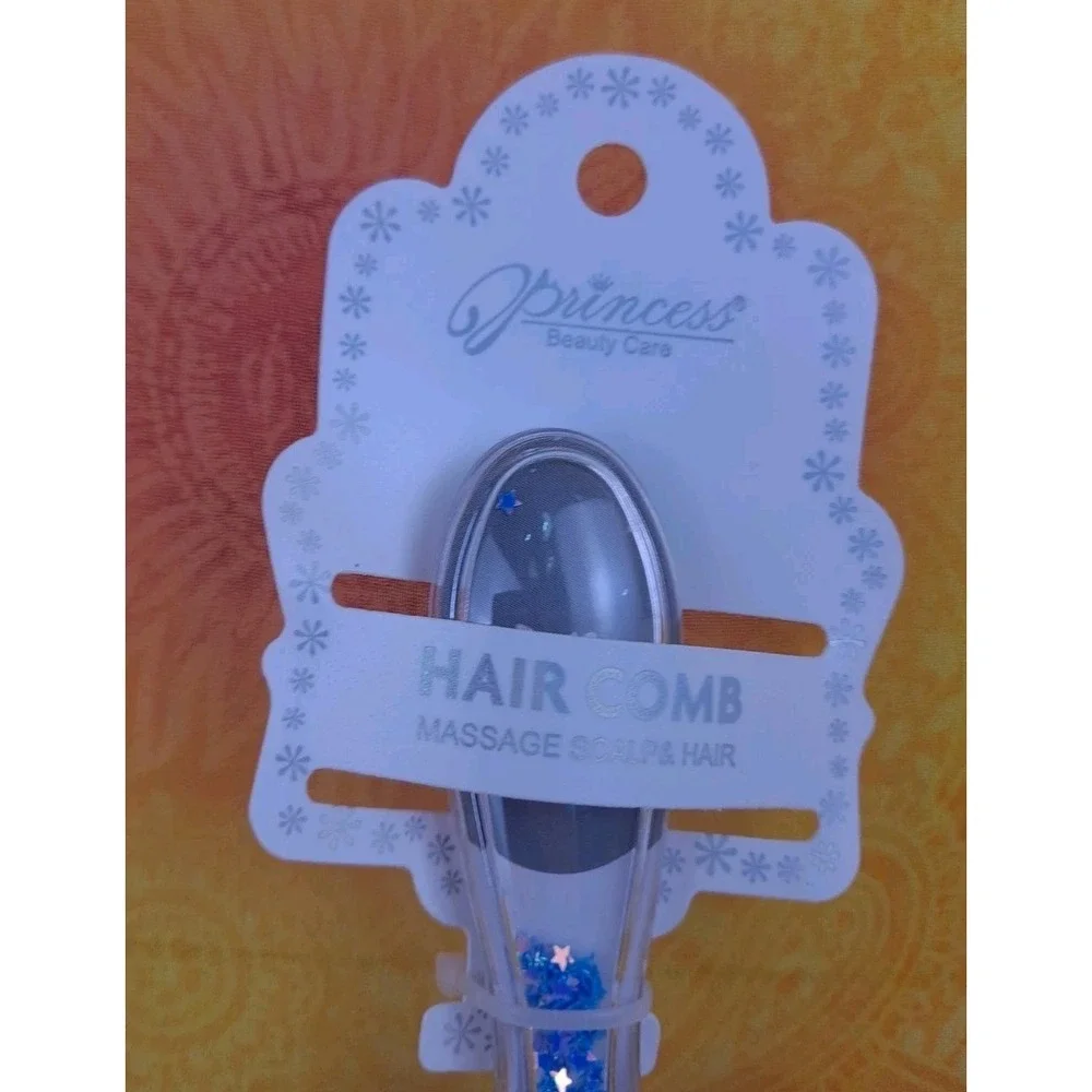 Glitter Dog Shaped Hair Brush Gray Dog With Blue Glitter Massage Scalp